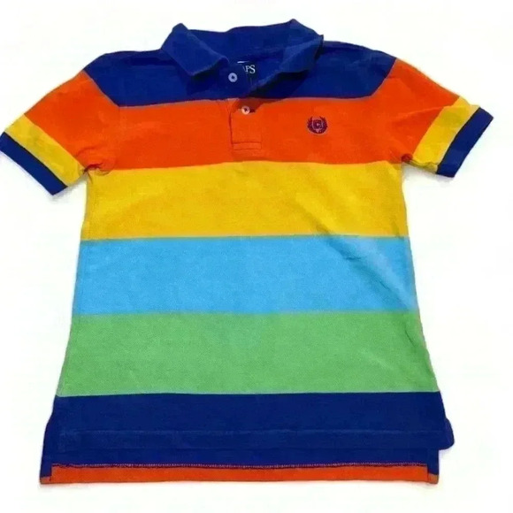 Chaps Boys Multicolor Striped Polo Shirt Size 7 Short Sleeve Casual - Picture 1 of 3